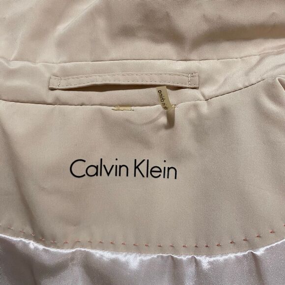 Calvin Klein Women’s Trench Coat Beige Belted Double-Breasted Jacket | Classic M - Picture 7 of 10